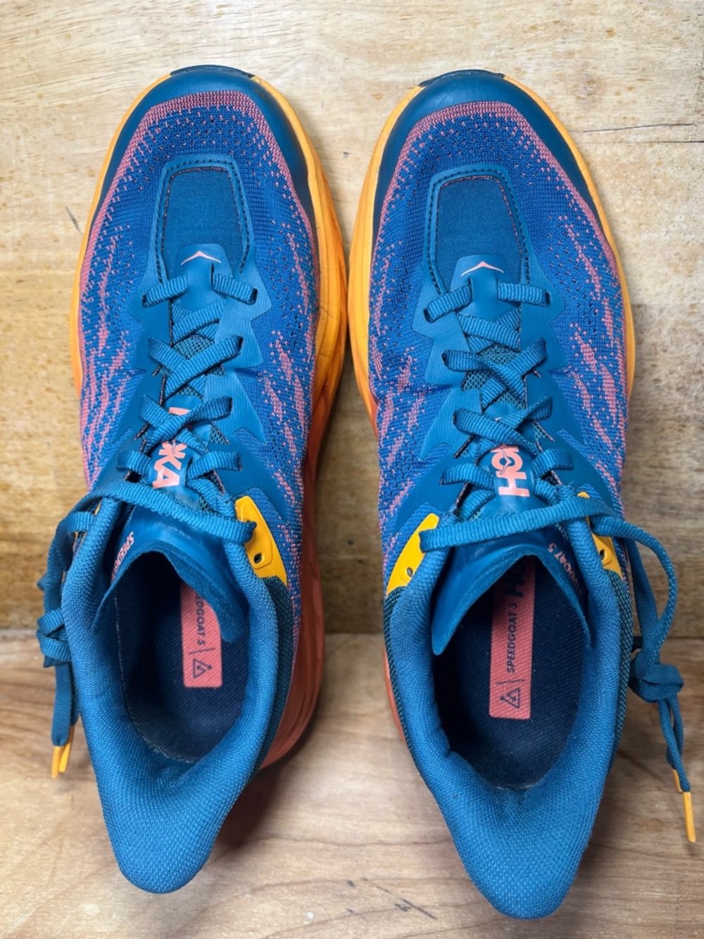 Hoka One One Speedgoat 5 Womens Size 8 Trail Running Shoes Sneakers Blue Coral - Picture 8 of 13